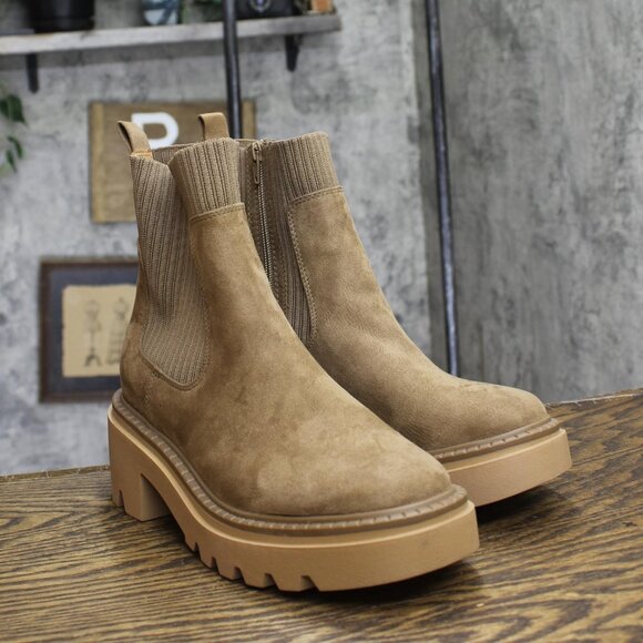 Universal Thread Womens Kyrie Chunky Heel Ankle Sock Boots Tan Brown 8.5M - Picture 1 of 10